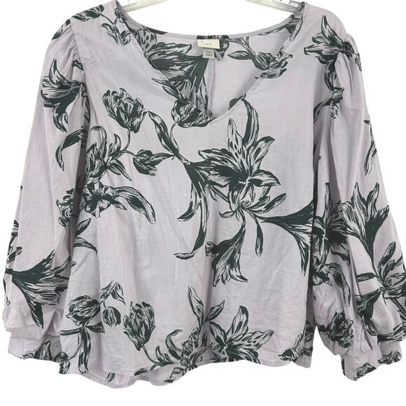 A New Day Target Long Sleeve Floral Blouse Top Purple Peasant Boho Size XXL - Picture 1 of 6